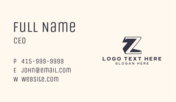 Outline Shadow Letter Z Business Card Design Image Preview