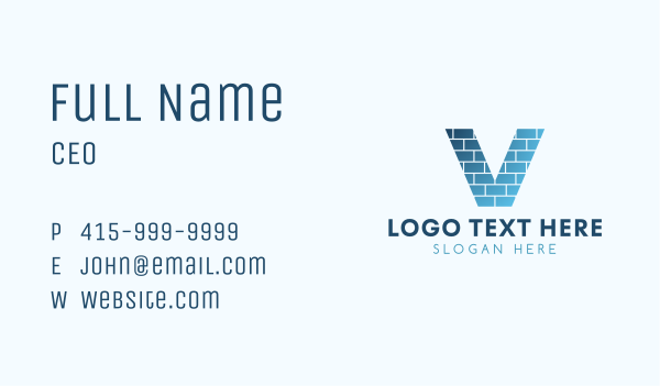 Gradient Brick Letter V Business Card Design Image Preview