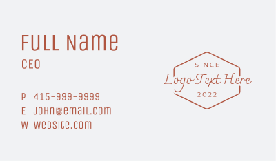 Simple Cafe Signage  Business Card