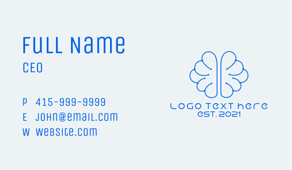 Blue Genius Brain Business Card Design Image Preview