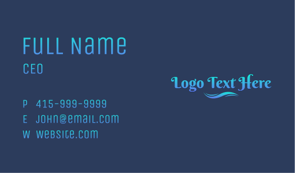 Aqua  Gradient Wordmark  Business Card Design Image Preview