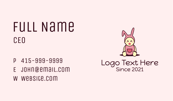 Baby Bunny Costume Business Card Design Image Preview