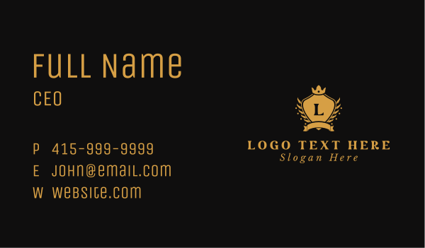 Regal Crown Shield Business Card Design Image Preview