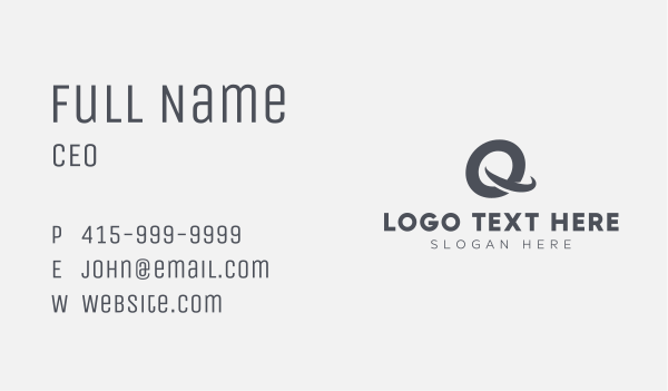 Swoosh Letter Q Business Card Design Image Preview