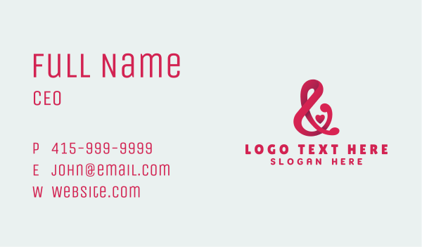 Red Heart Ampersand Business Card Design Image Preview