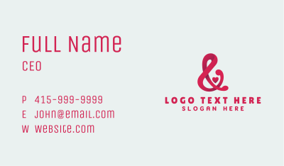 Red Heart Ampersand Business Card Image Preview