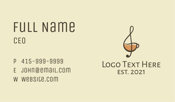G Clef Coffee Cup Business Card Design Image Preview