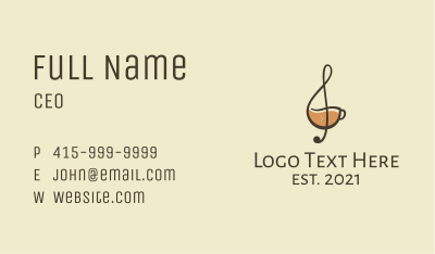 G Clef Coffee Cup Business Card Image Preview