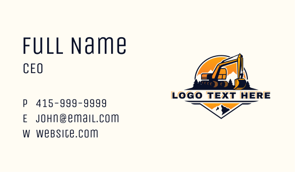 Backhoe Excavator Construction Business Card Design Image Preview