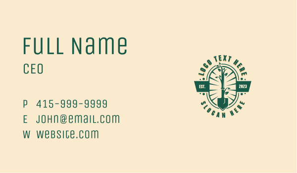 Gardening Shovel Plant Business Card Design Image Preview