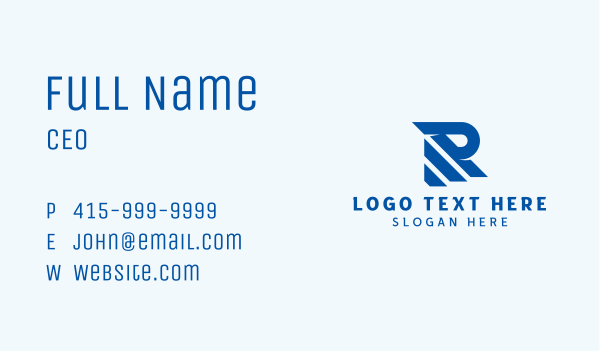 Blue Business Letter R Business Card Design