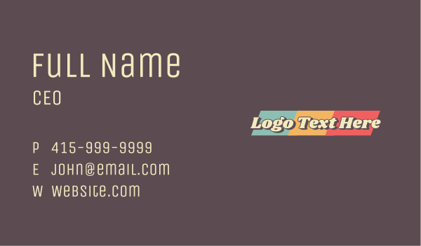 Retro Tricolor Wordmark Business Card Design Image Preview