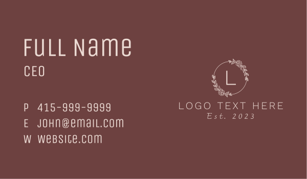 Rose Wreath Letter Business Card Design Image Preview