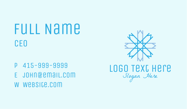 Blue Geometric Snowflake  Business Card Design Image Preview