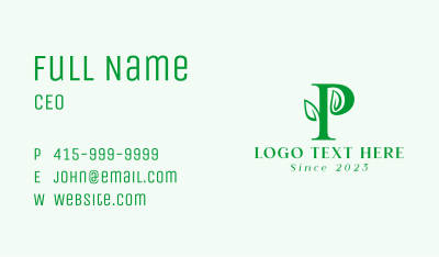 Herbal Gardening Letter P Business Card Image Preview