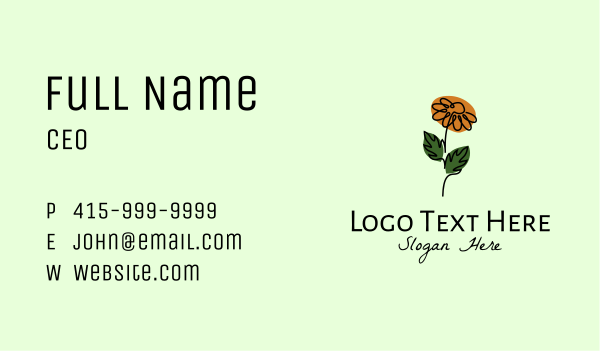 Daisy Flower Monoline  Business Card Design Image Preview