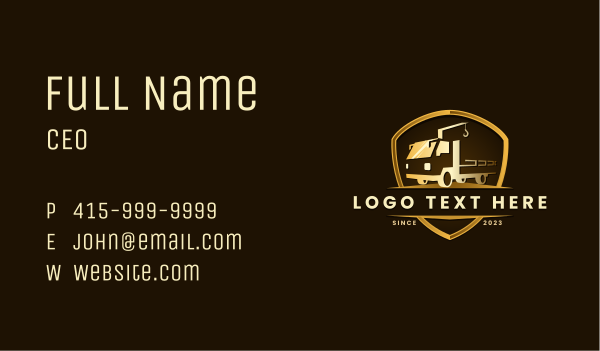 Crane Truck Shield Business Card Design Image Preview