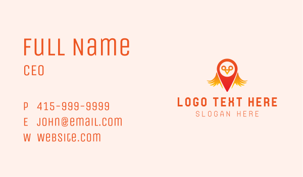 Orange Bird GPS Pin Business Card Design Image Preview