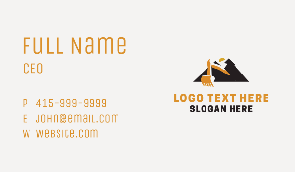 Mountain Excavator Construction Business Card Design Image Preview