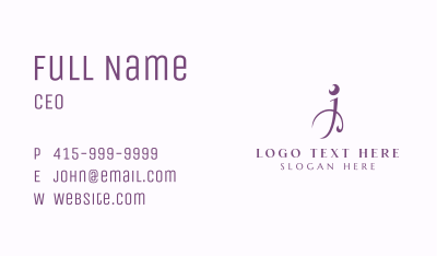 Generic Feminine Letter J Business Card Image Preview