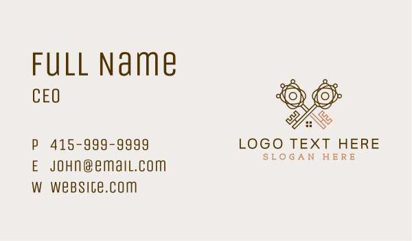 Brown Key Real Estate Business Card Design Image Preview