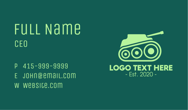 Green Military Tank Business Card Design Image Preview