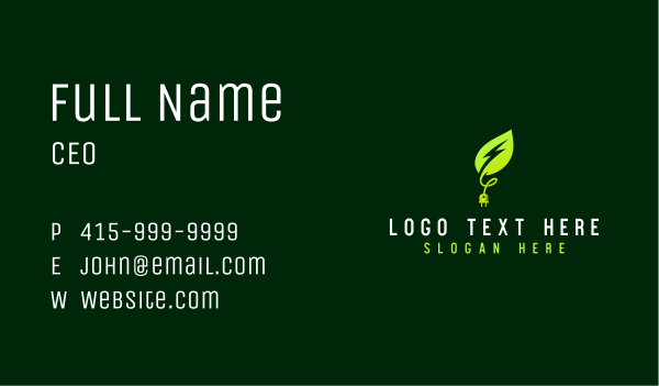 Leaf Bolt Plug Business Card Design Image Preview