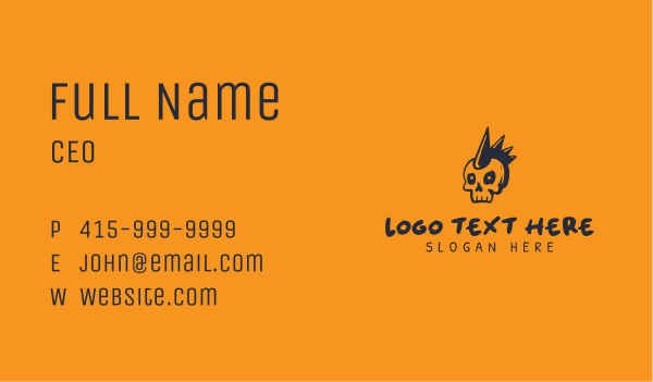 Punk Skull Mohawk Business Card Design Image Preview