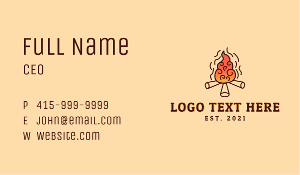 Woodfire Camp Business Card Design Image Preview