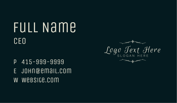 Elegant  Calligraphy Wordmark Business Card Design Image Preview