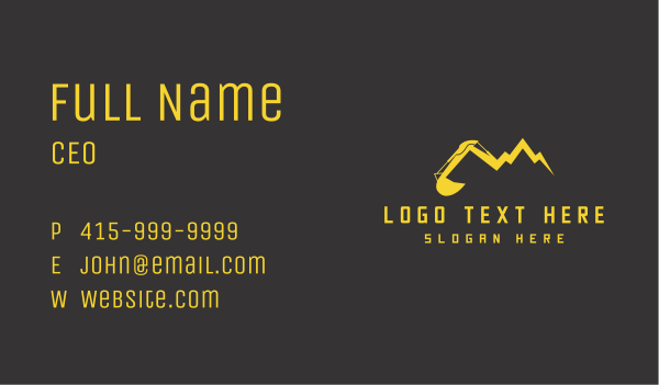 Yellow Mountain Excavator Business Card Design Image Preview