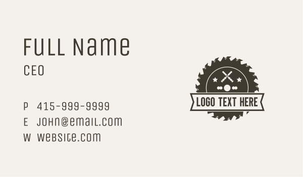 Industrial Saw Blade Woodworking Business Card Design Image Preview