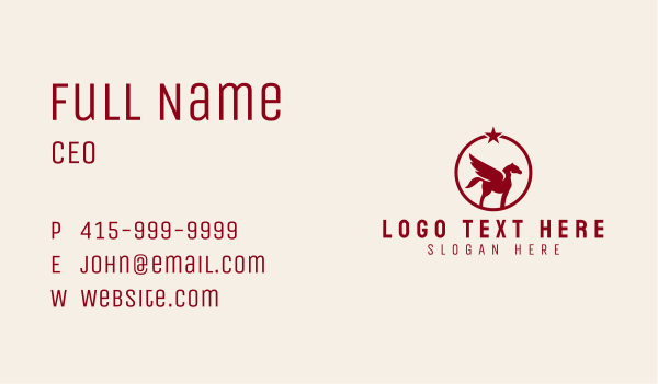 Red Star Mythical Pegasus  Business Card Design Image Preview