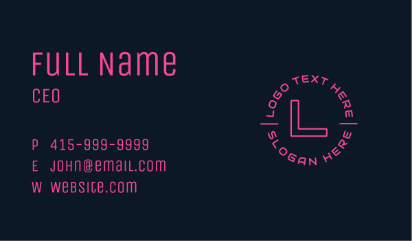 Pink Software Company Lettermark Business Card Design Image Preview