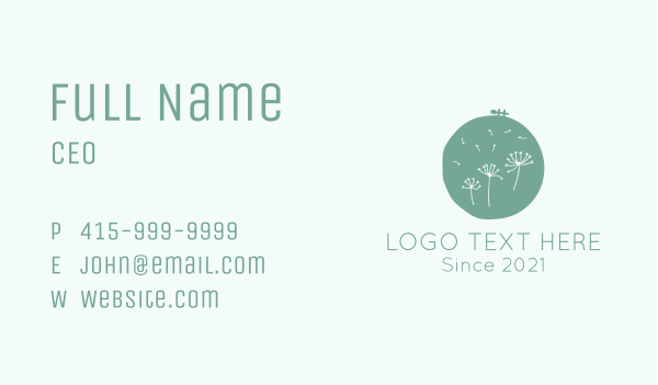 Dandelion Flower Embroidery  Business Card Design Image Preview