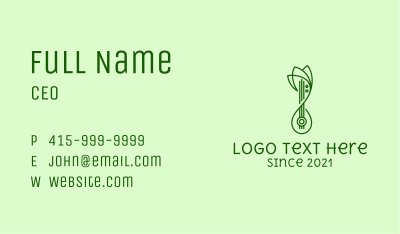 Monoline Lotus Lute  Business Card Image Preview