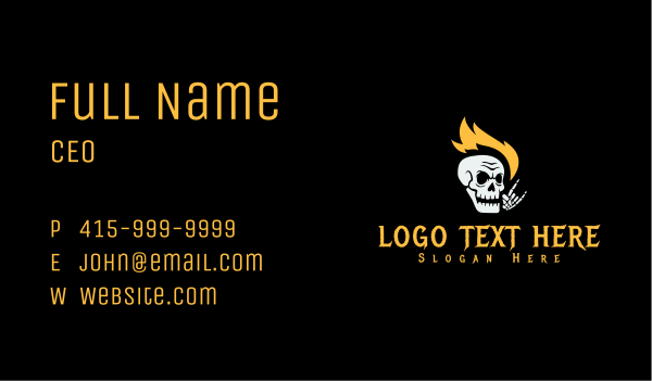 Fire Skull Rockstar  Business Card Design Image Preview