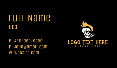 Fire Skull Rockstar  Business Card Image Preview