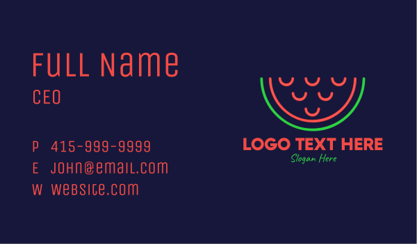 Neon Smiley Watermelon Business Card Design Image Preview