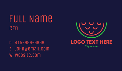Neon Smiley Watermelon Business Card