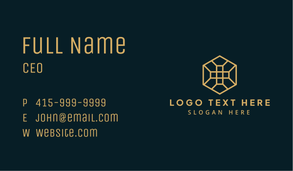 Golden Hexagon Cross Business Card Design Image Preview