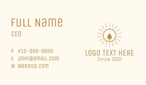 Sunburst Candle Flame Decor Business Card Design Image Preview