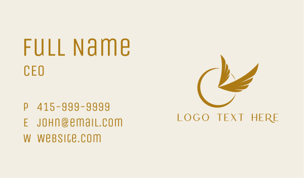 Golden Clock Wings  Business Card Design Image Preview
