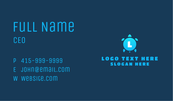 Blue Turtle Letter Business Card Design Image Preview