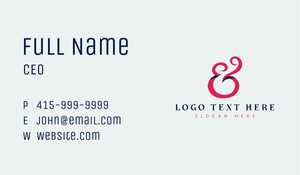 Stylish Ampersand Calligraphy Business Card Design