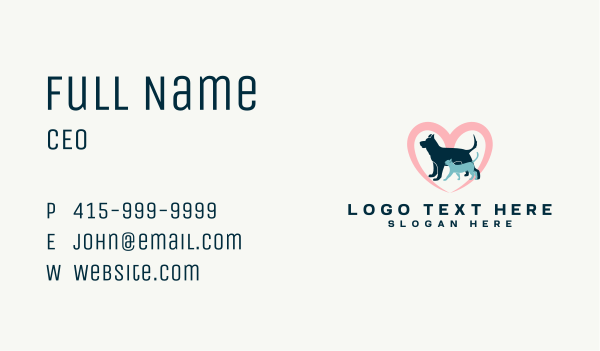 Heart Pet Veterinary Business Card Design Image Preview