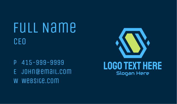 Abstract Tech Hexagon Business Card Design