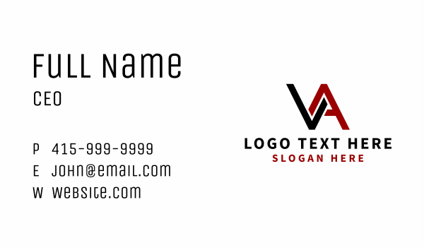 Professional Letter V & A Business Card Design Image Preview