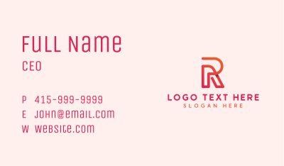 Gradient Monoline Letter R Business Card Image Preview