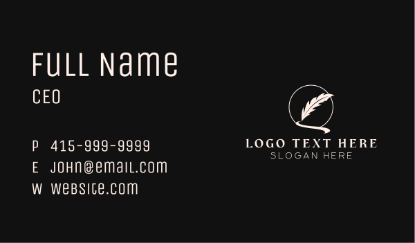 Creative Feather Quill Pen Business Card Design Image Preview